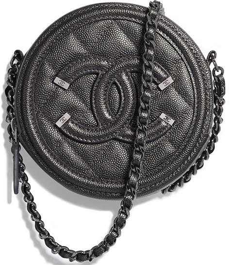 chanel cc filigree round chain clutch